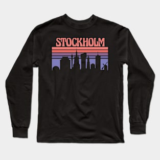 Stockholm City Skyline Sunset Long Sleeve T-Shirt